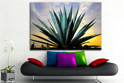 Blue agave wall art Floral print Agave decor Agave canvas | Etsy