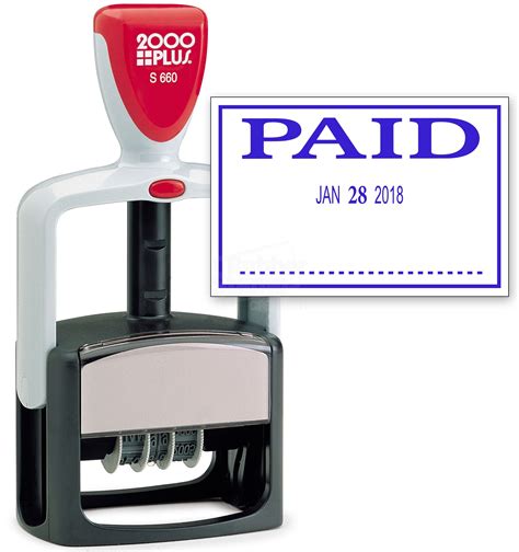 2000 PLUS Heavy Duty Style 2-Color Date Stamp with PAID self inking ...