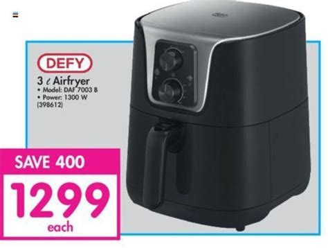 Defy 3L Airfryer 1300W offer at Makro