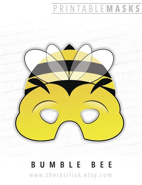 This listing is for a BUMBLE BEE Printable Mask. You will receive high ...