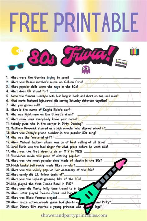 80s Trivia Questions and Answers Printable (Free!) | Trivia questions ...