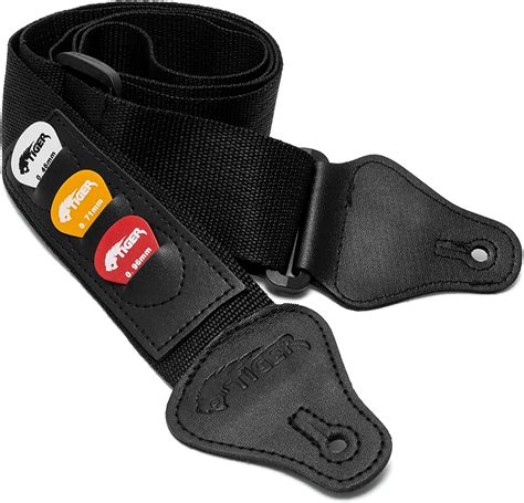 TIGER STP4-BK Guitar Strap with Plectrum Holders - Black : Buy Online at Best Price in KSA ...