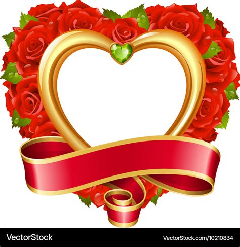 Rose frame in the shape of heart Royalty Free Vector Image