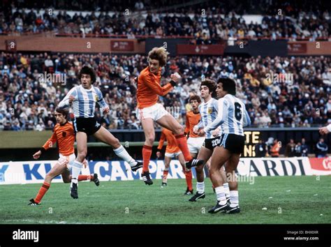 World Cup final 1978 Holland v Argentina football Johnny Rep in air ...