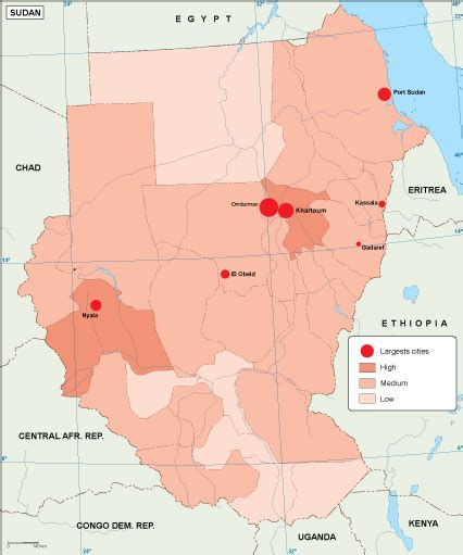 Sudan population map. EPS Illustrator Map | Vector World Maps