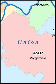 UNION County, Kentucky Digital ZIP Code Map