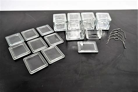 Used: 5x Rectangular Slotted Glass Slide Staining Dish with Eight Extra Lids Warranty . New Life ...