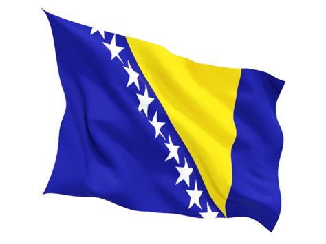 Fluttering flag. Illustration of flag of Bosnia and Herzegovina