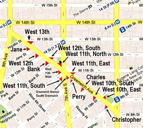 Greenwich Avenue intersections with less than a 90-degree angle