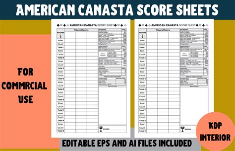 American Canasta Score Sheets Graphic by Cool Worker · Creative Fabrica