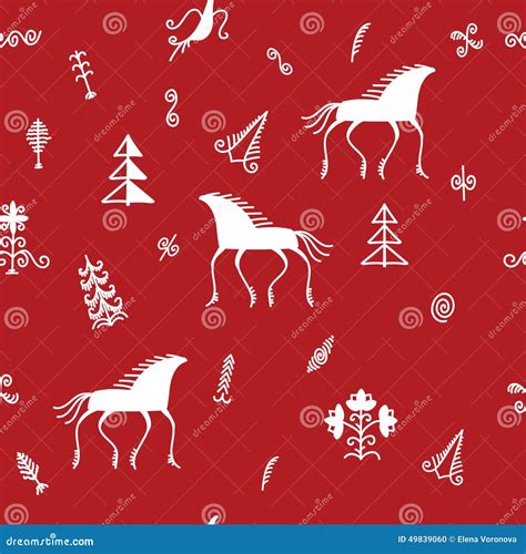 Mezen Pattern with Reindeer Stock Vector - Illustration of black, ornament: 49839060