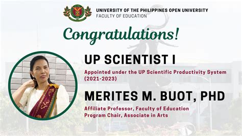 UPOU Faculty of Education Program Chair conferred UP Scientist Title ...