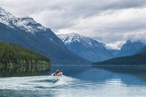 Boaters on Bowman Lake. Original | Free Photo - rawpixel