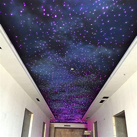 32W RGB Twinkle LED Fiber Optic Star Ceiling Kit Light 800 Strand 0.75mm Fibre Optic Car Cinema ...