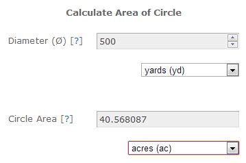 Diameter to Area of Circle Calculator