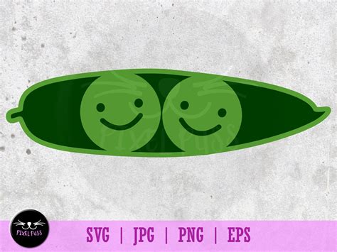 Cute Two Peas in a Pod Cartoon Line Art SVG Vector Illustration PNG, EPS, Jpeg Files 300 Dpi ...