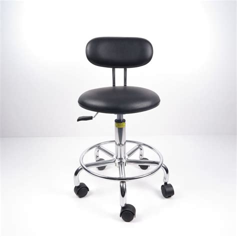 Upholstered Backrest Ergonomic Lab Chairs Anti Static With Fixed Foot Ring