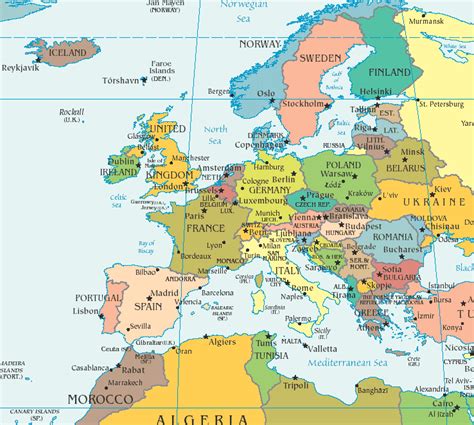 Map Of Europe And Morocco - Islands With Names