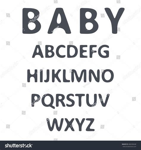 Baby Alphabet Cute Font Vector Illustration Stock Vector (Royalty Free) 686598448 | Shutterstock