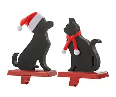 Glitzhome Black Dog & Cat 2-Piece Stocking Holder Set | Big Lots