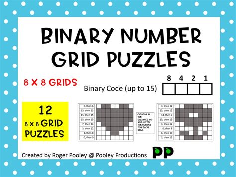 Binary Number Grid Puzzles - (4 x 2) x 8 grids | Teaching Resources