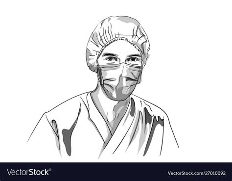 Doctor wearing a mask Vector sketch. Storyboard character detailed illustration. Download a Free ...