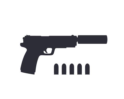 pistol silhouette, handgun with silencer isolated on white 4511315 ...