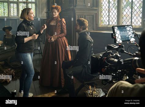 Director Josie Rourke, Margot Robbie, Joe Alwyn, "Mary Queen of Scots" (2019) Credit: Liam ...