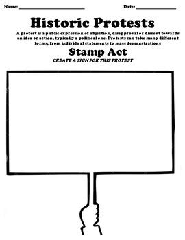 Stamp Act Worksheet "Protest Sign" by Northeast Education | TPT