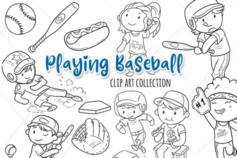 Kids Playing Baseball Clipart Png