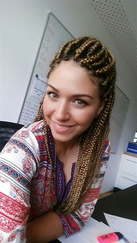 White girl with box braids #boxbraids #x-pression27 | Hair styles, White girl braids, Braided ...