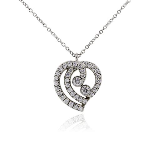 Tiffany & Co. Rings Platinum Diamond Heart Pendant Necklace .33ctw