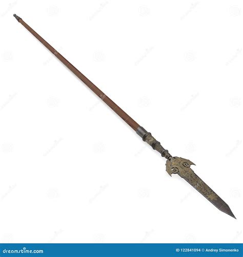 Partisan Pole Weapon On White. 3D Illustration Stock Illustration - Illustration of medieval ...