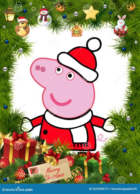 Peppa Pig with Christmas Background Stock Illustration - Illustration ...