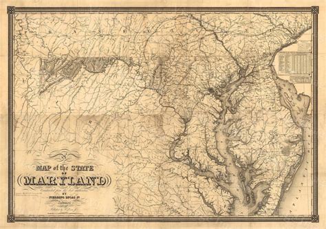 Map of Maryland Old Maryland Map, Maryland Vintage Map, 1841 Restoration Decorator Style ...