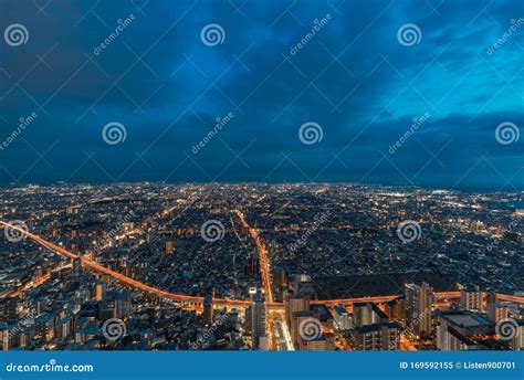 Skyline in Osaka, Night View of the Cityscapes Stock Image - Image of ...