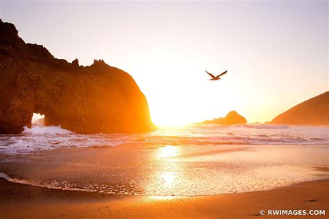 Framed Photo Print of BIG SUR OCEAN SUNSET KEYHOLE ARCH ROCK AT SUNSET ...