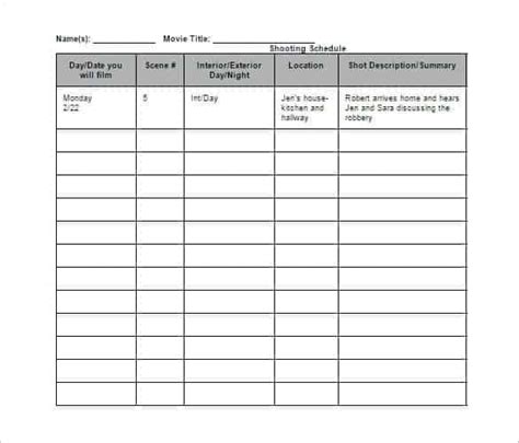 12+ Shooting Schedule Templates Word Excel PDF - Word Excel Fomats