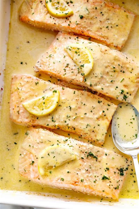 Easy Baked Salmon with Lemon Butter Cream Sauce - Cafe Delites