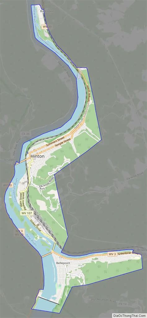 Map of Hinton city, West Virginia - Thong Thai Real