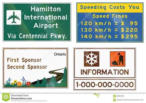 Guide Road Signs In Ontario - Canada Stock Illustration - Illustration of colored, color ...