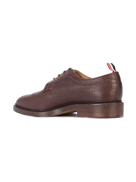 Thom Browne Classic Long Wingtip Brogue In Brown Pebble, $762 ...