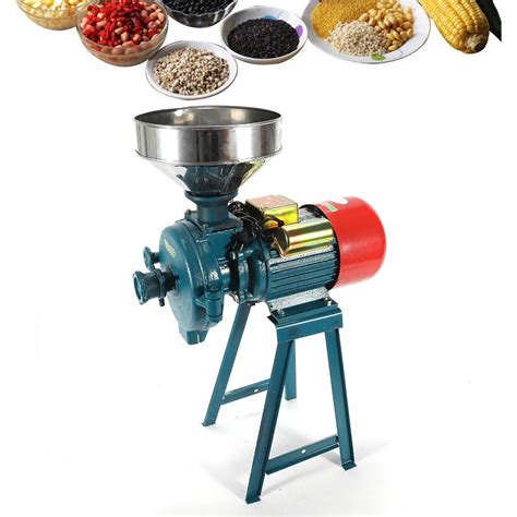 Electric Dry Mill Grinder Corn Grain Rice Wheat Milling Machine & Funnel Dry Feed/Flour Mill ...