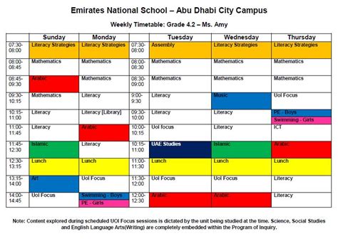 Timetable - Grade 4 @ ENS ADC