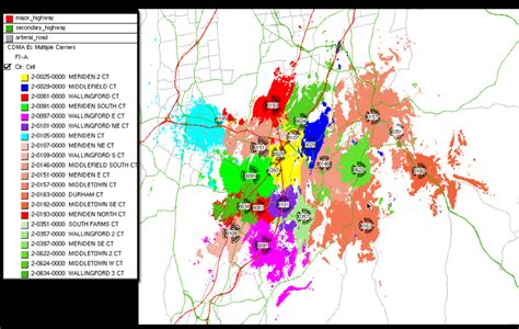 Cell Tower Coverage map example. Overlapping blobs. Also look at how ...