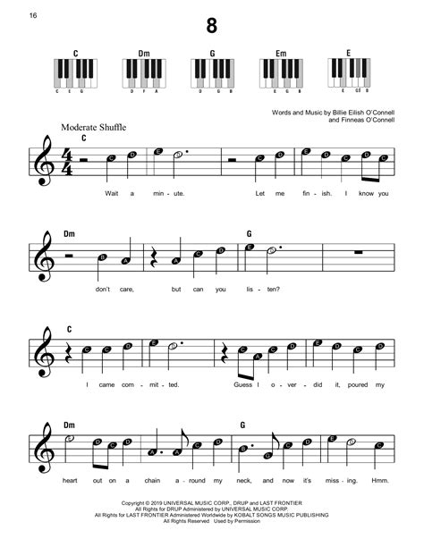 Billie Eilish "8" Sheet Music | Download Printable Pop PDF Score | How To Play On Piano, Vocal ...