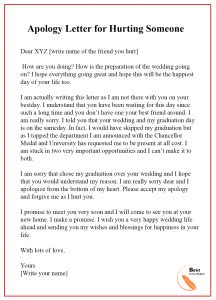 Apology Letter Template for Hurt Feelings - Sample & Examples