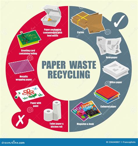 Vector Diagram of Recyclable and Non-recyclable Paper Waste Items Stock ...