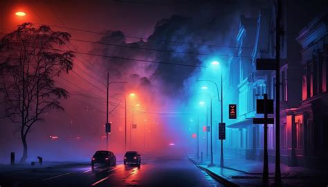 Dark street, night smog and smoke neon light. Dark background of the night city. 22568739 Stock ...