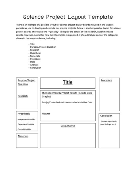 Science Project Layout Template printable pdf download